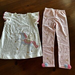 Mud Pie Unicorn Kids Leggings Set, NWT, size 5T